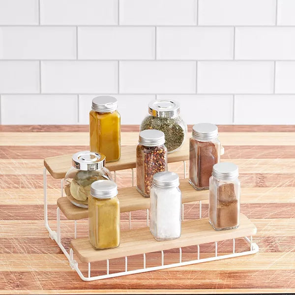 Wire & Paulownia Wood 3-Tire Spice Rack Coconut/Natural