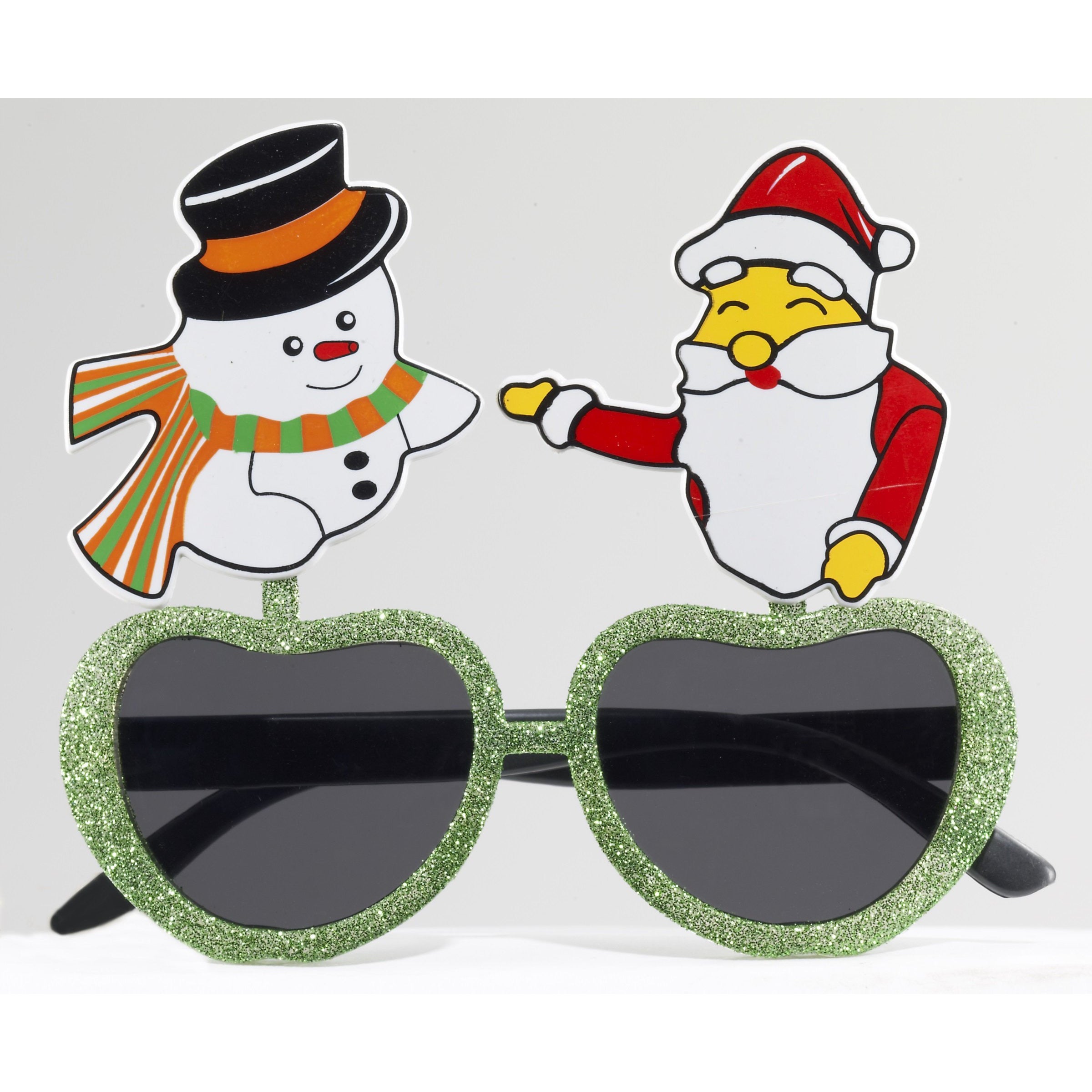 CHRISTMAS GLASSES SANTA AND SNOWMAN