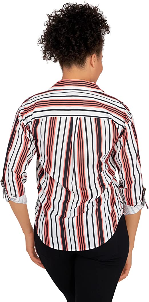 Blouse Coral/White/Black - Ruby Rd