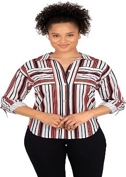 Blouse Coral/White/Black - Ruby Rd