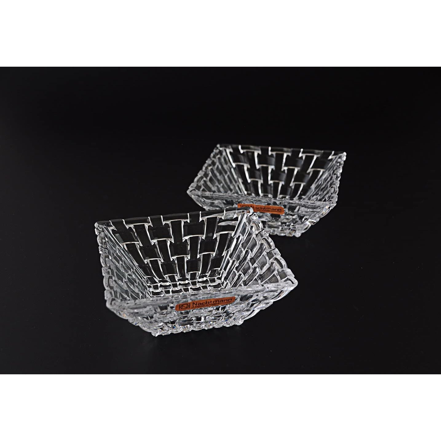 Bossa Nova Glass Plate and Square Serving Bowls Set of 3 Clear