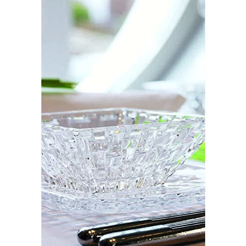 Bossa Nova Glass Plate and Square Serving Bowls Set of 3 Clear
