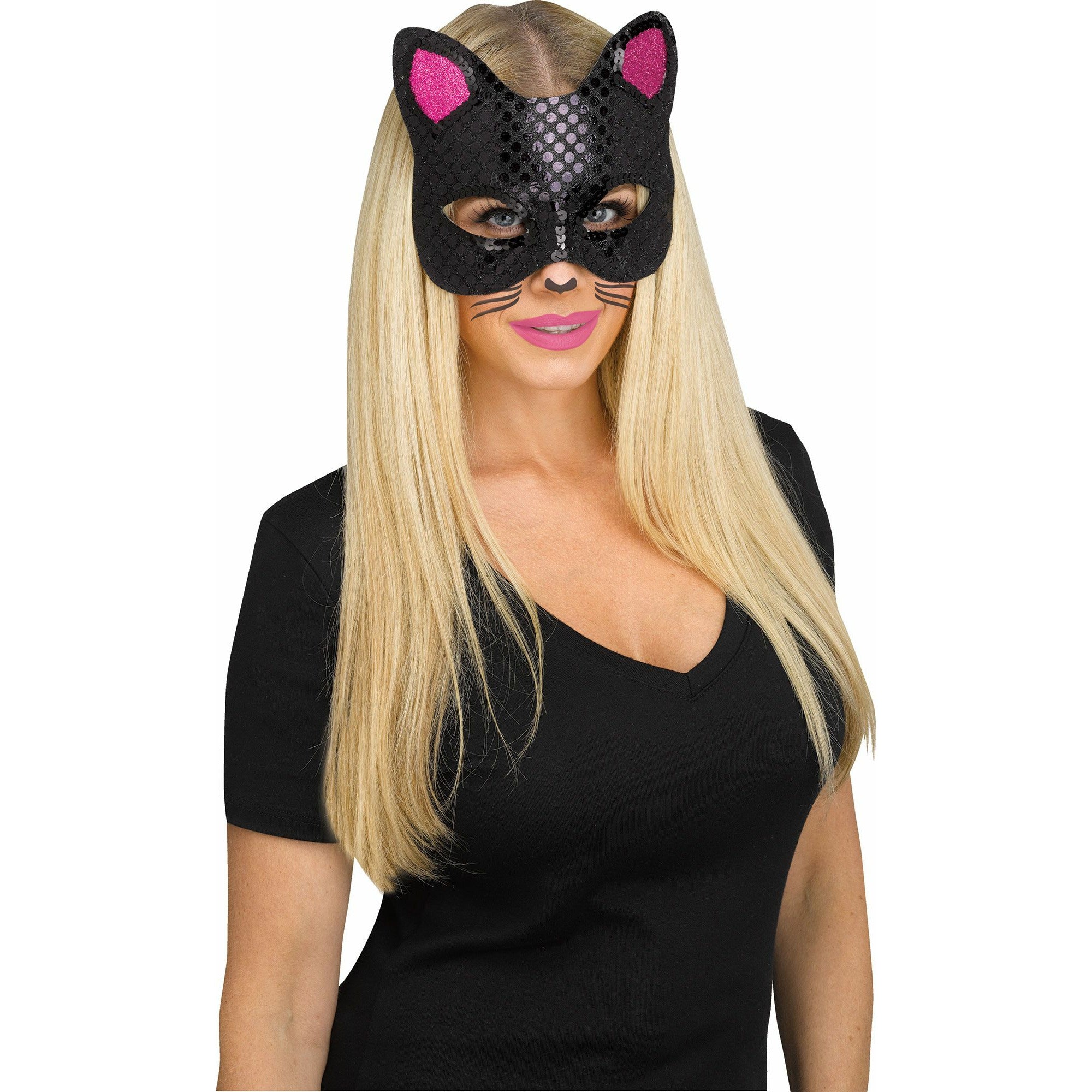 Black cat mask w/ tattoos