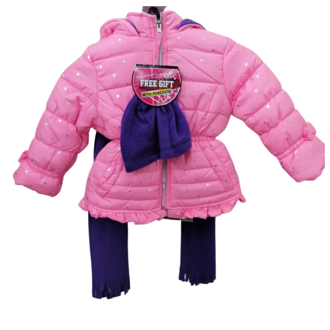 Girl´s Jacket Pink W/ Scarf and Hat