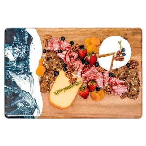 Acacia Challah Boards - Navy/White/Metallic