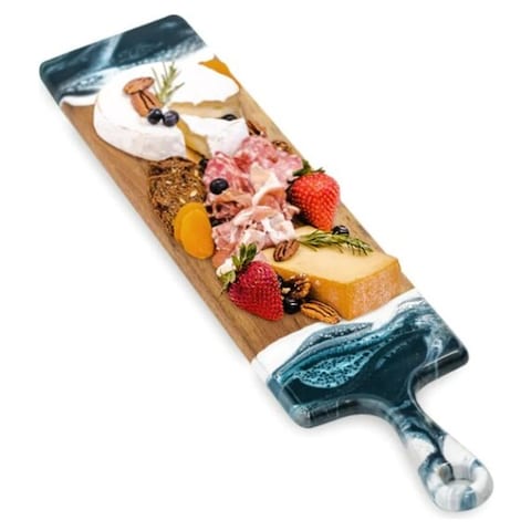 Baguette Acacia Boards - Navy/White/Metallic