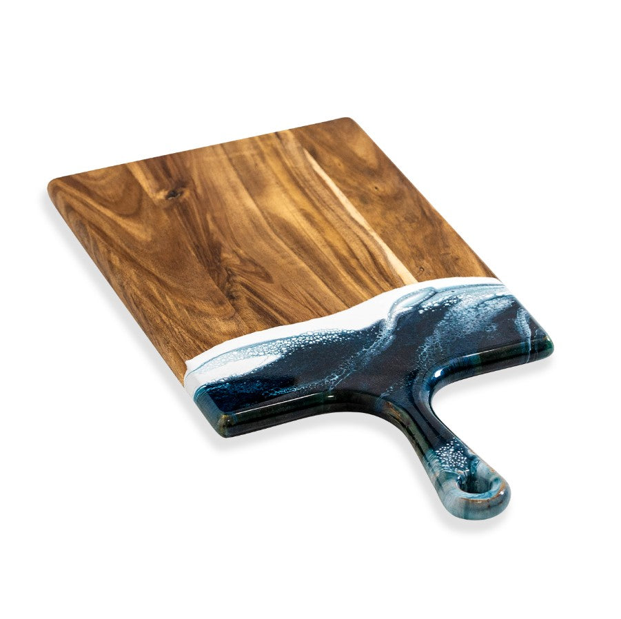 Large Acacia Cheese Board - Navy/White/Metallic