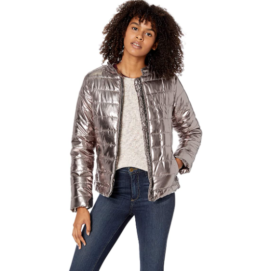 Women's metallic silver on sale down puffer jacket