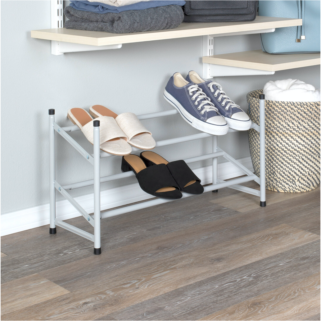 Stacking and expanding shoe rack matte grey PIEX