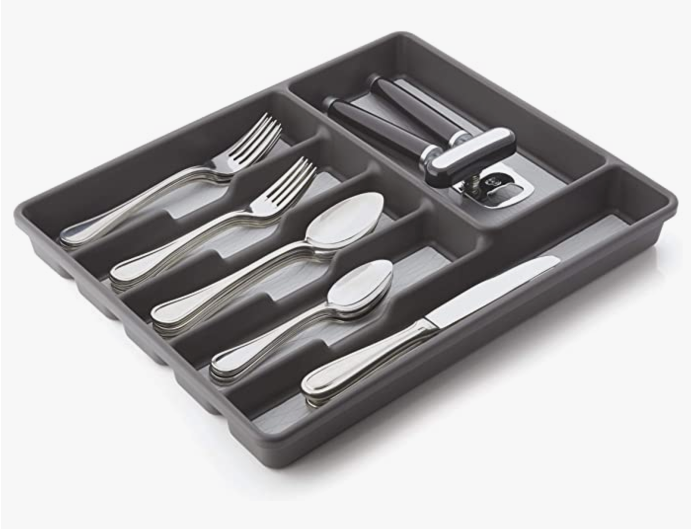 6 COMPARTMENT DRAWER ORGANIZER CHARCOAL