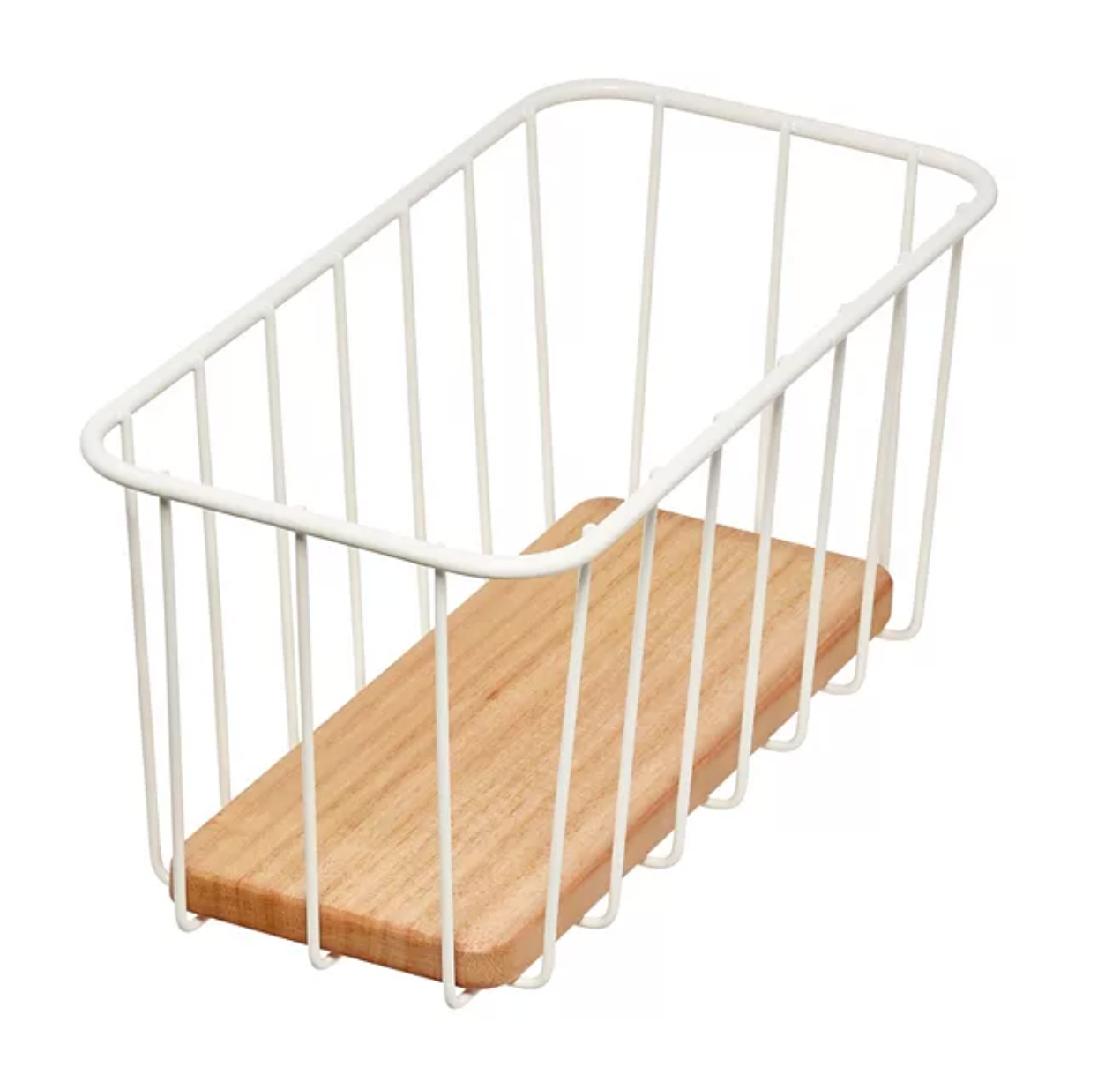 Wire & Paulownia Wood Pantry Bin Coconut/Natural