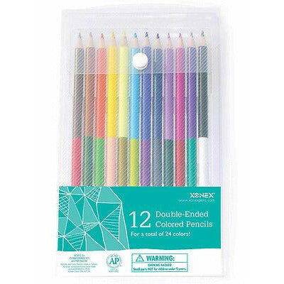 12 DOUBLE ENDED COLORED PENCILS