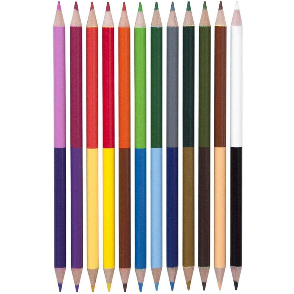 12 DOUBLE ENDED COLORED PENCILS