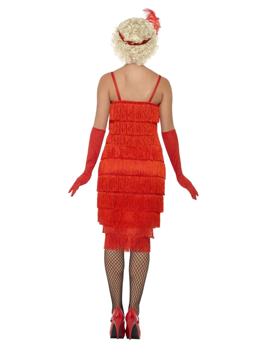 Flapper Costume, Red, with Long Dress