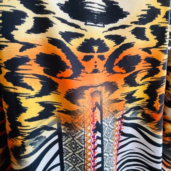 Long kaftan Leopard Zebra Pearls Print