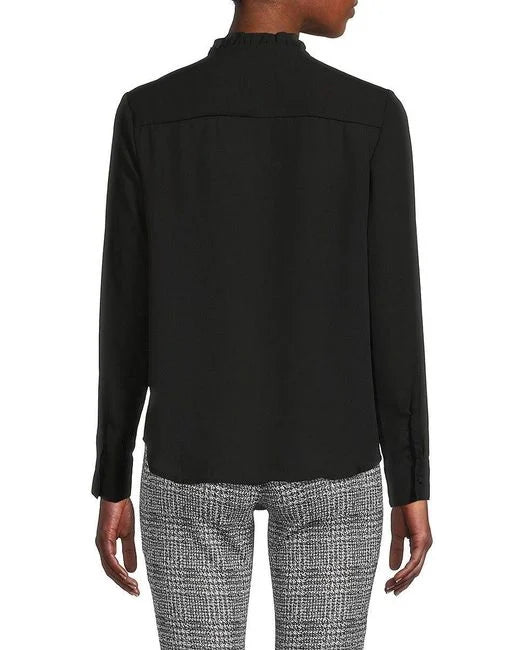 Blouse Woven Top Pintuck Black - Nanette Lepore