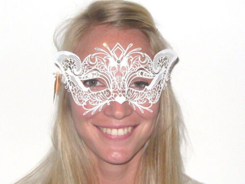 Laser-cut Metal Venetian mask White