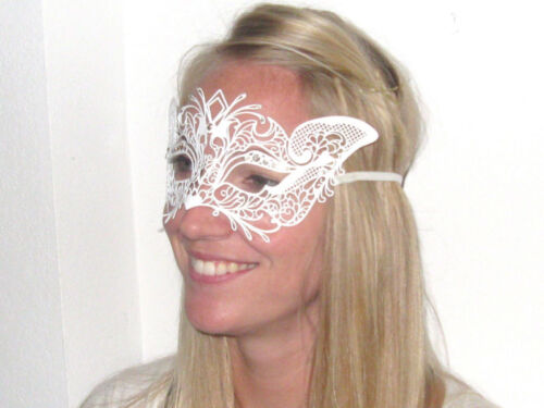 Laser-cut Metal Venetian mask White