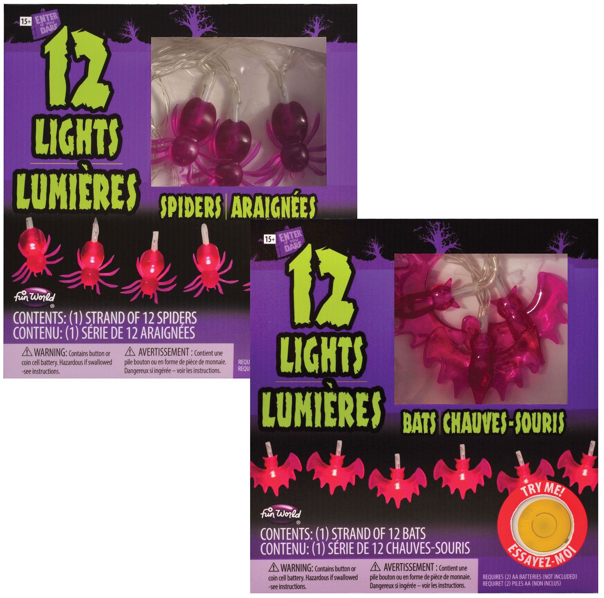 12 Bat & Spider Light Ast