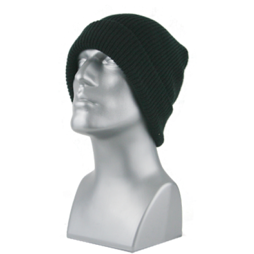 MENS ACRYLIC KNIT CUFF HAT - BLACK ONLY
