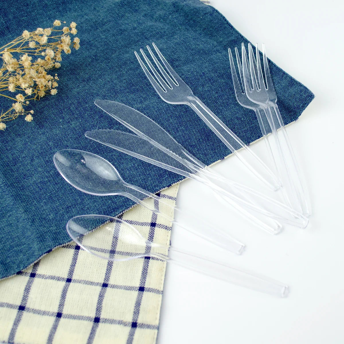 Clear Disposable Cutlery  Set 360 Pcs