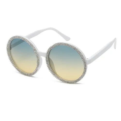 JANIS OCEAN LENS DOUBLE RHINESTONE RIM SUNGLASSES