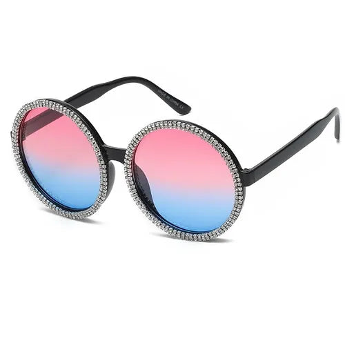 JANIS OCEAN LENS DOUBLE RHINESTONE RIM SUNGLASSES