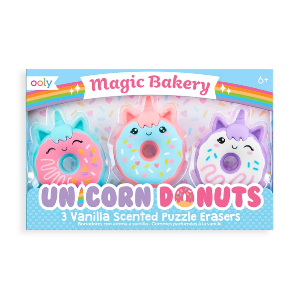 Magic Bakery Unicorn Donuts Scented Erasers - Set of 3