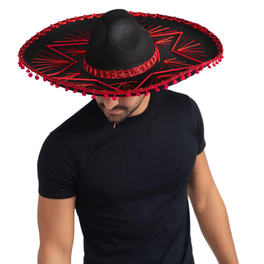 Mexican Sombrero-Red Trim Adults