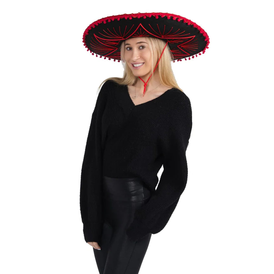 Mexican Sombrero-Red Trim Adults