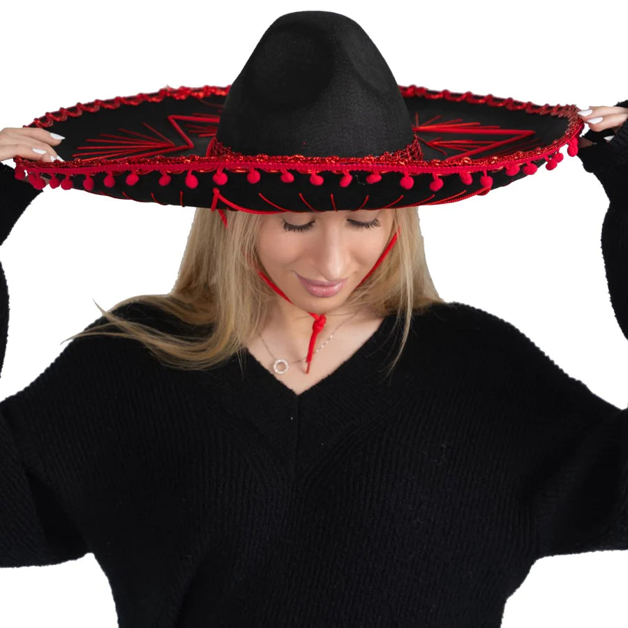 Mexican Sombrero-Red Trim Adults