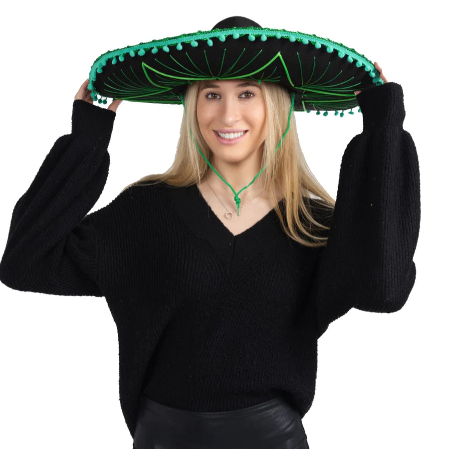 Mexican Sombrero-Green Trim Adults