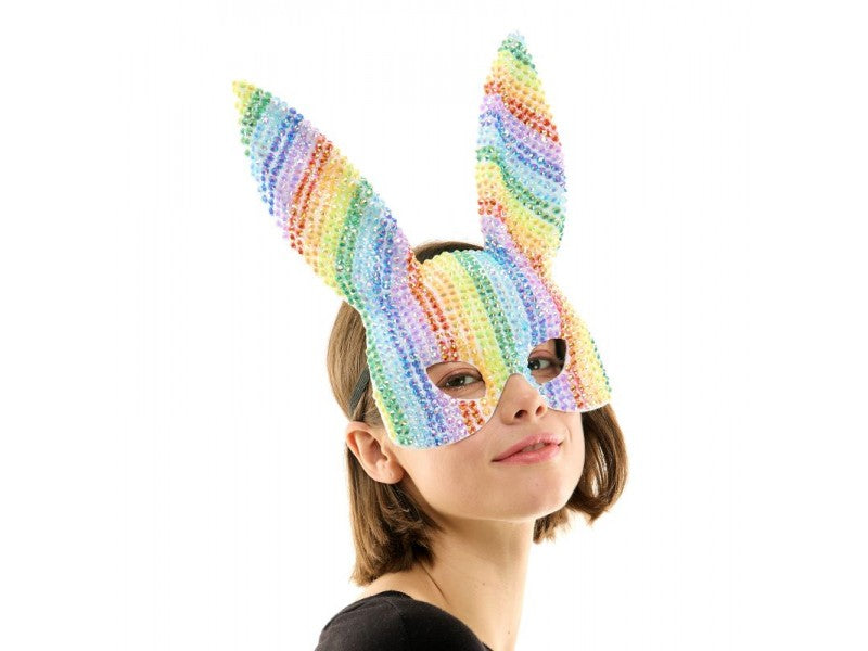 Rhinestone rainbow Bunny Mask