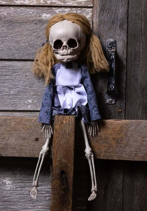 16" Hanging Skeleton Girl with Hair