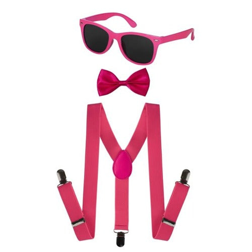 Neon Suspender Set - Pink