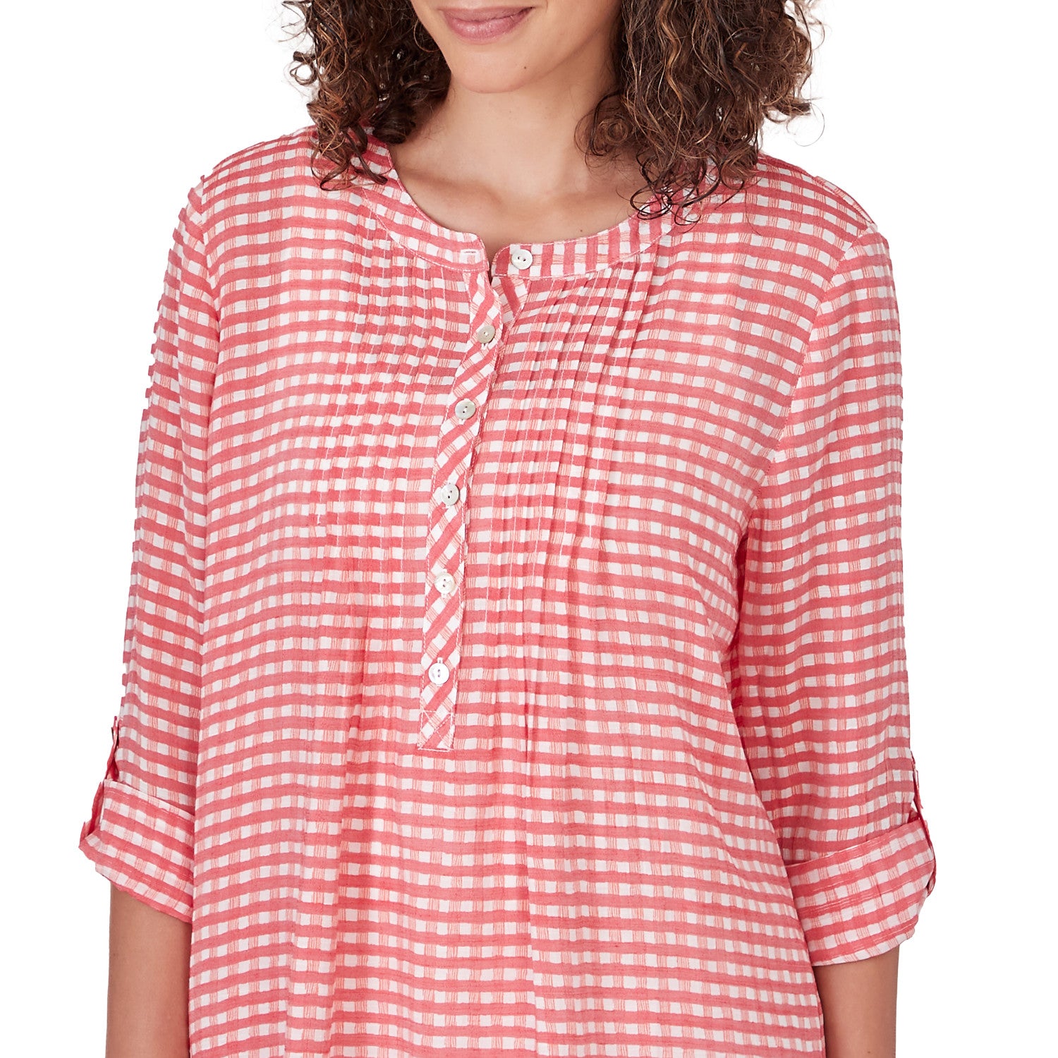 Gingham Silky Slub Top Punch Multi - Ruby Rd