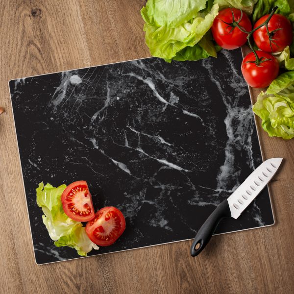 Black Marble Glass Counter Saver  15" x 12"