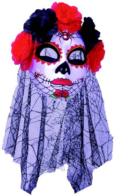 Mask with/attached Flowers &/ Spider Web Veil