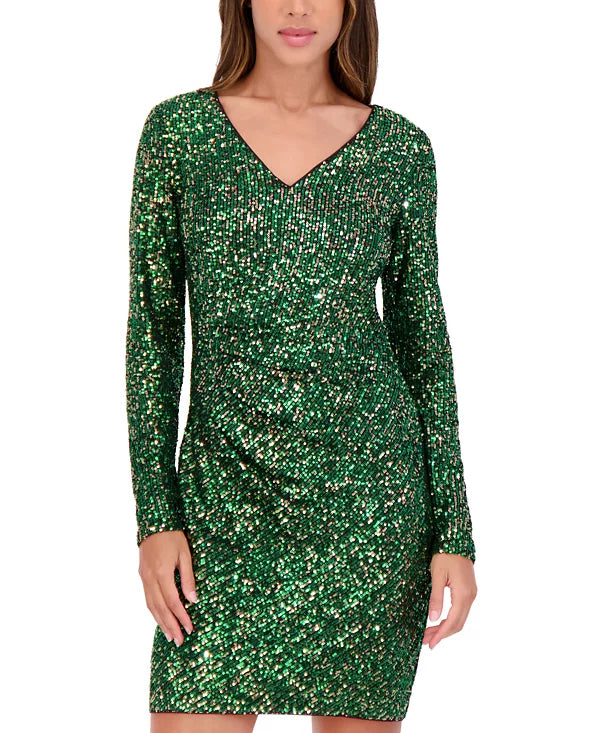 Sequined Mini Dress Emerald Multi - Kensie