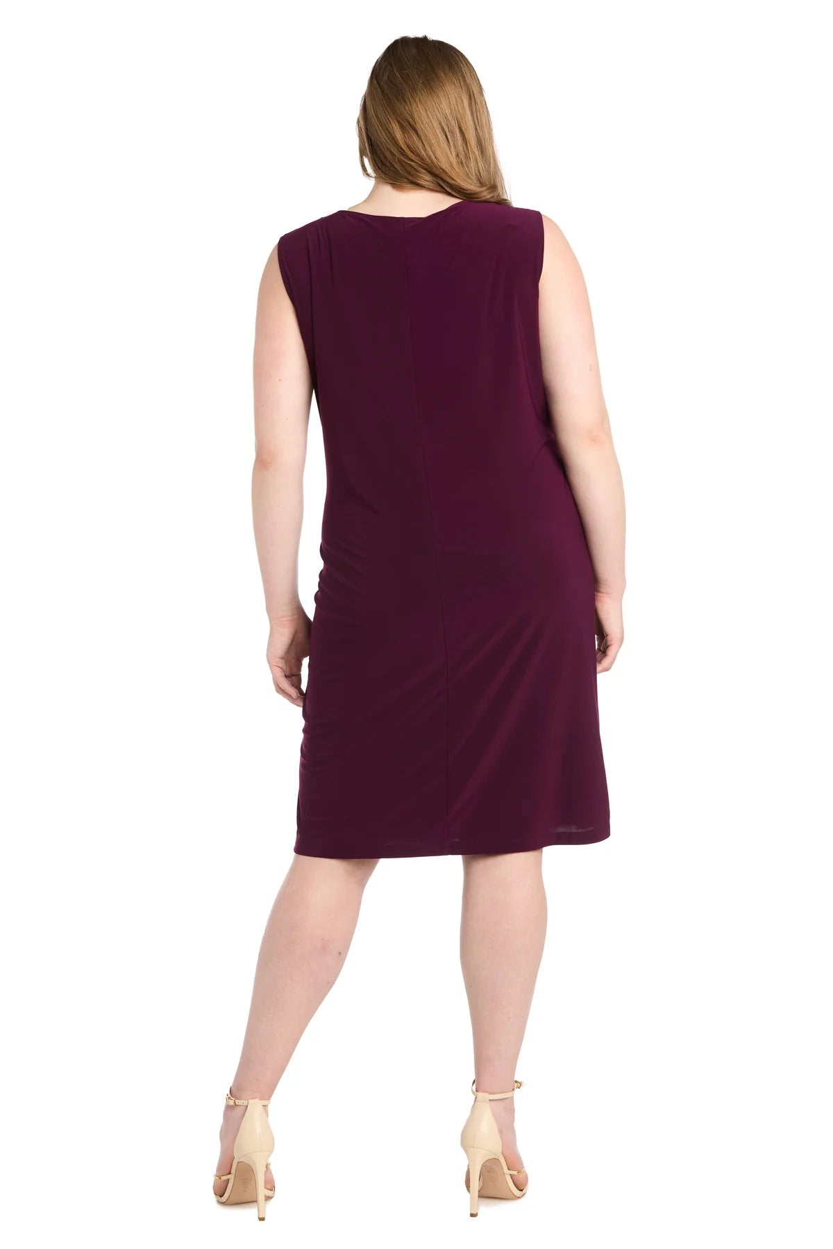 Metallic Flyaway Jacket Dress Merlot / Gold  - Plus- RM Richards