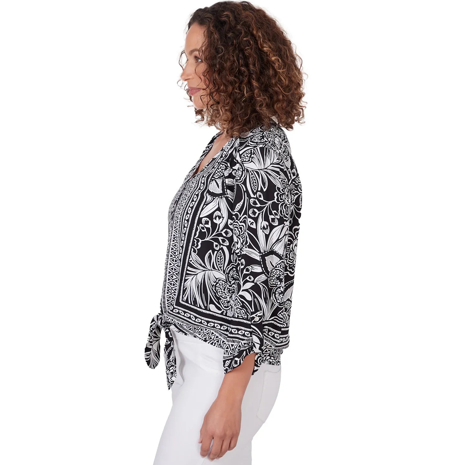 Woodblock Woven Top- Ruby Rd