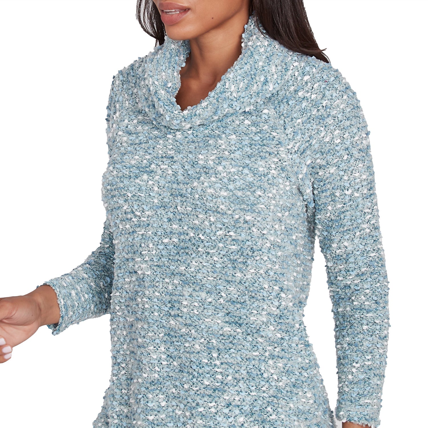 Cowl Neck Cozy Boucle Knit Top Jade - Ruby Rd