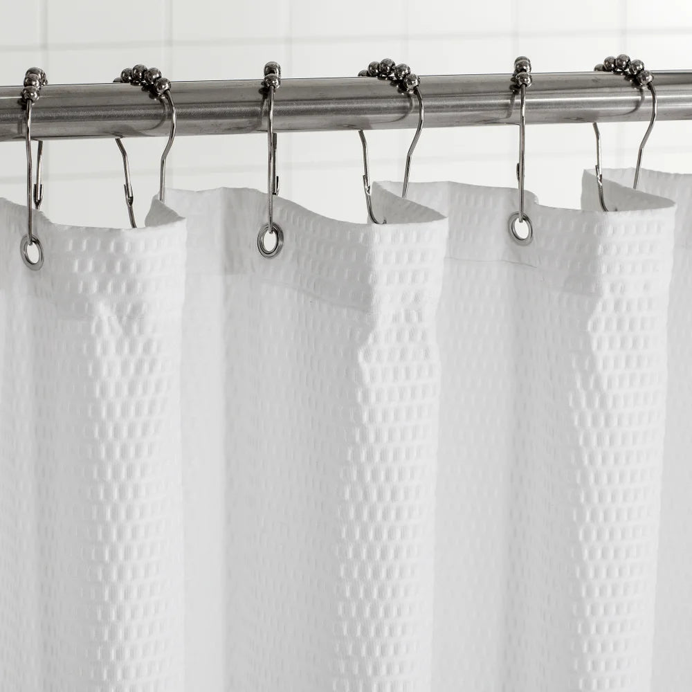 White Dot Soft Embossed Shower Fabric Curtain