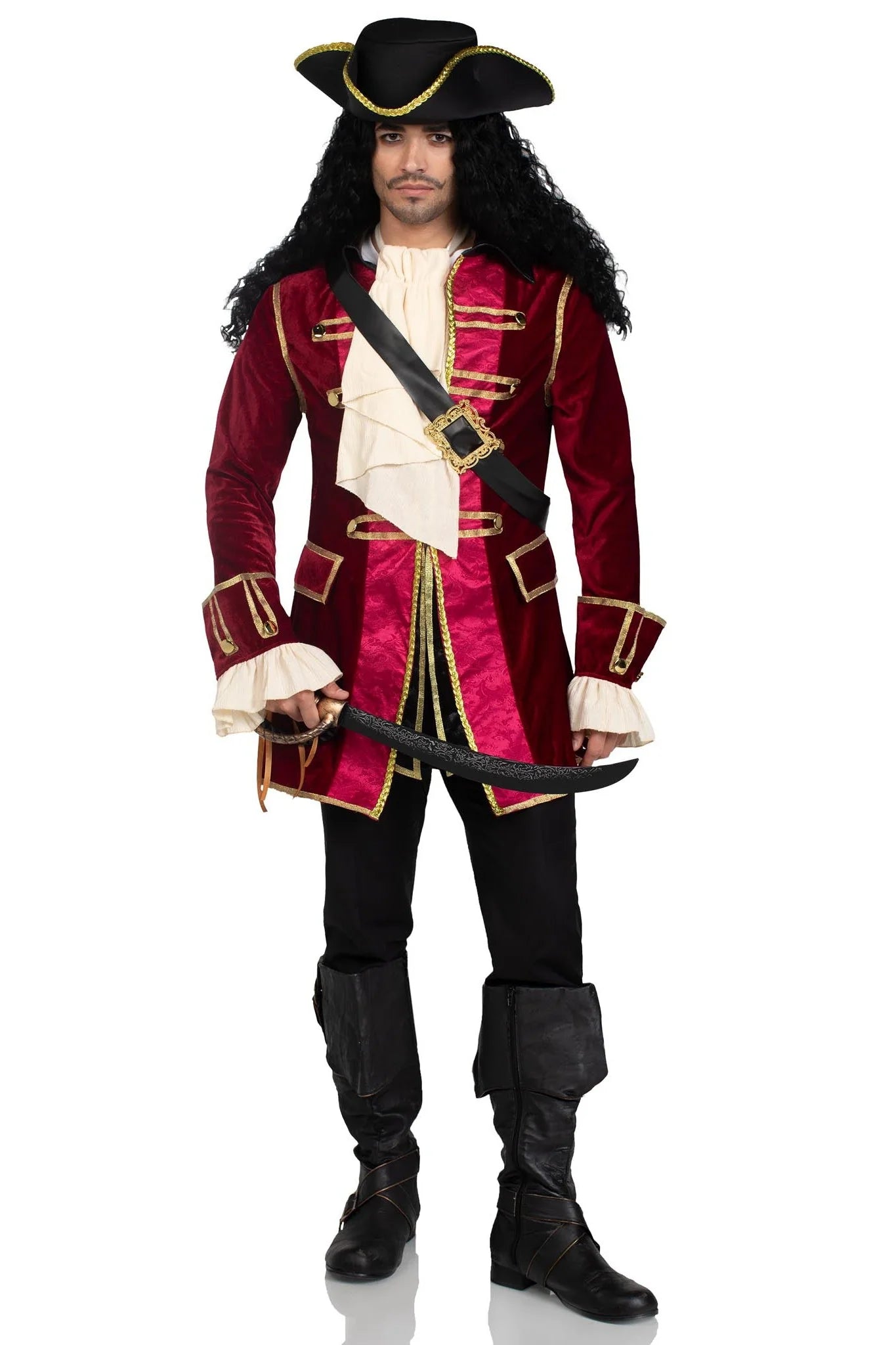 4 Piece Pirate Captain Costume Set