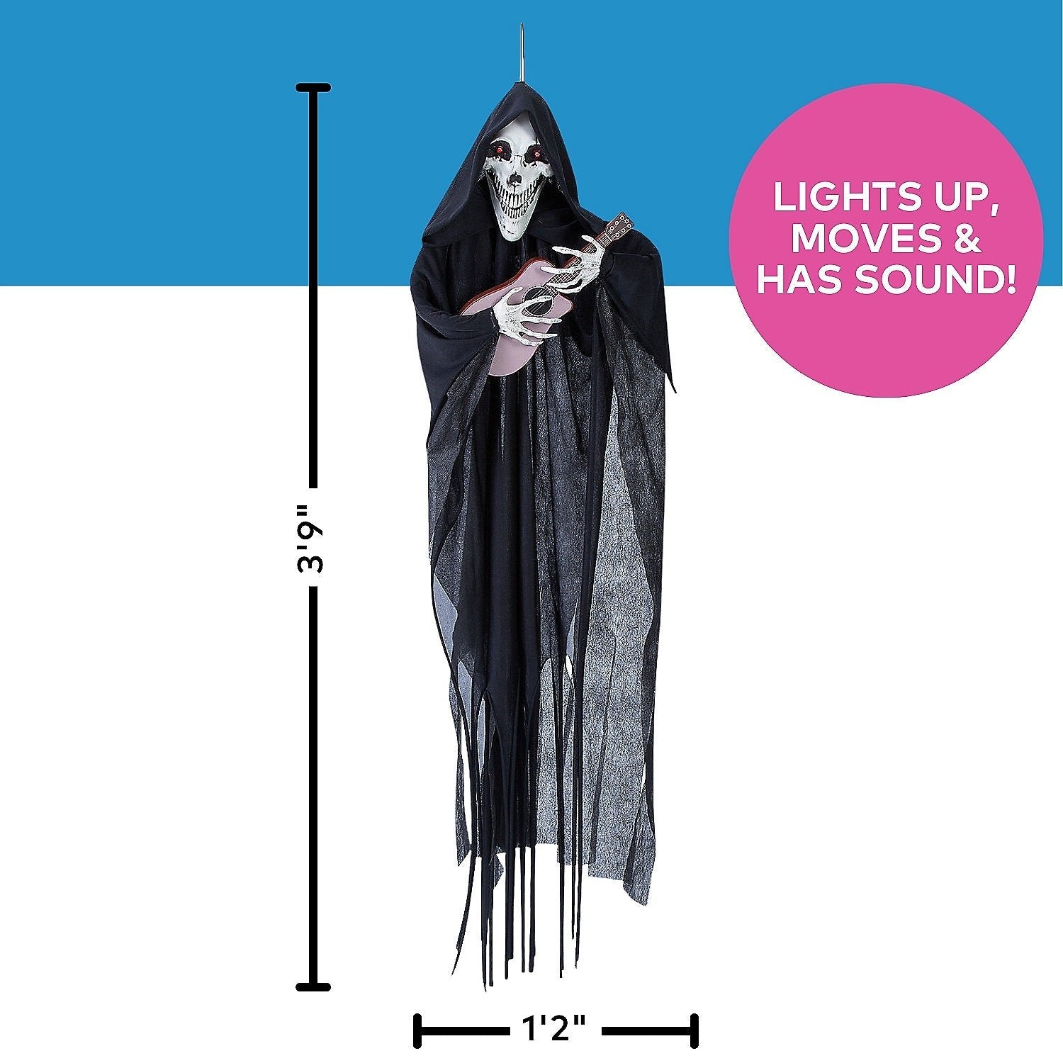 4FT Hanging Animated Singing Reaper with Guitar