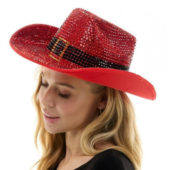 Red rhinestone hat