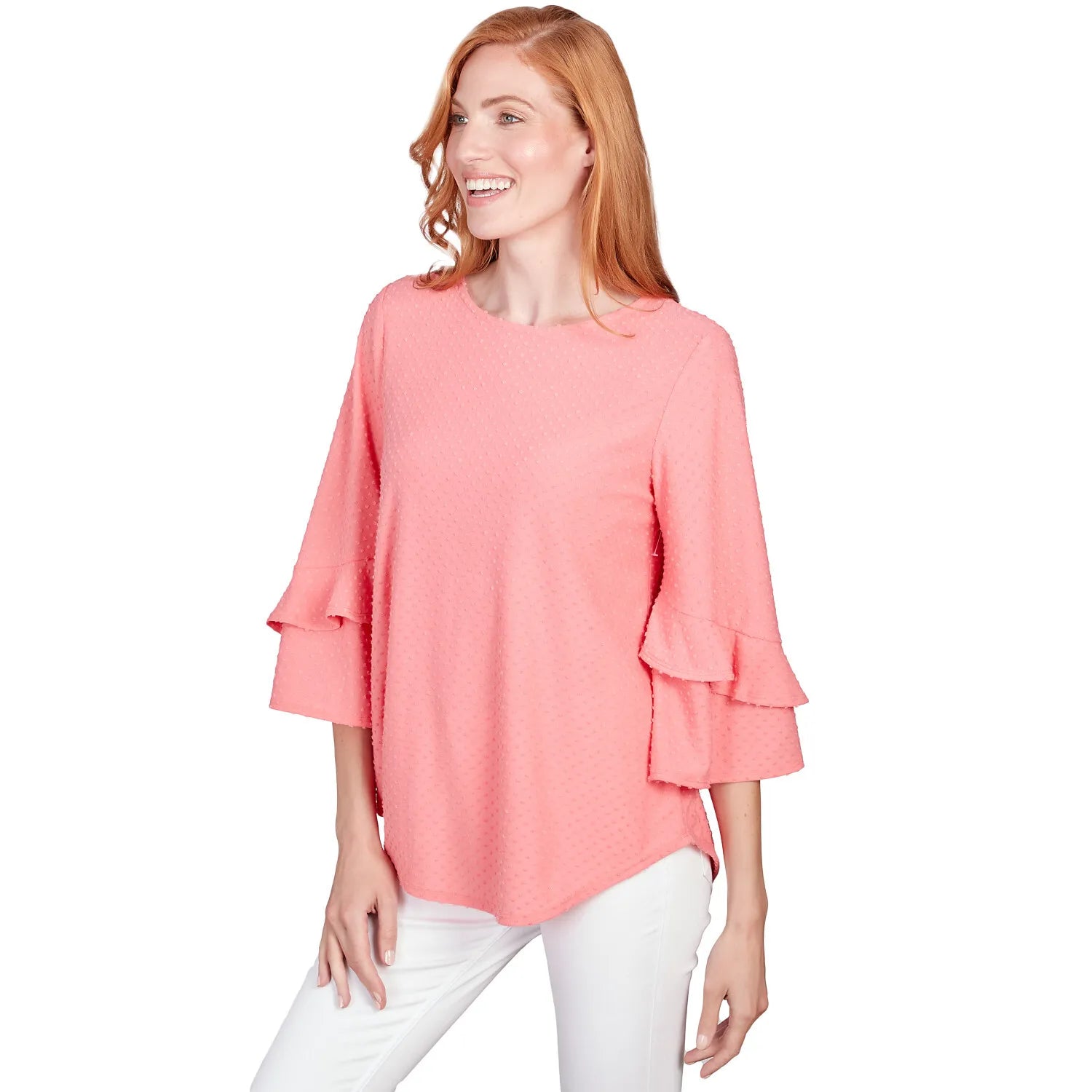 Swiss Dot Textured Solid Party Top - Ruby Rd