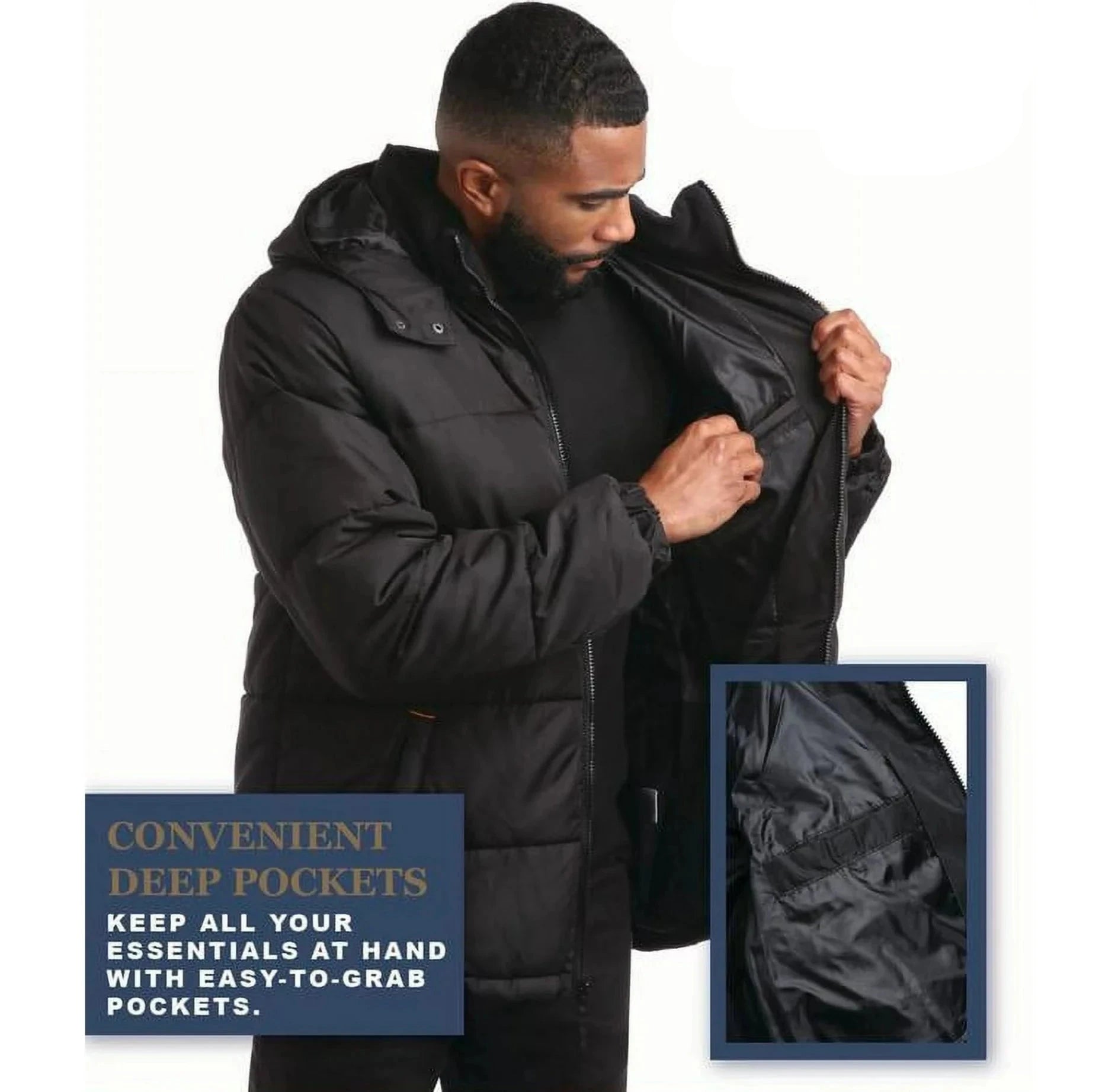 Quilted Blocked Heavy Puffer Black