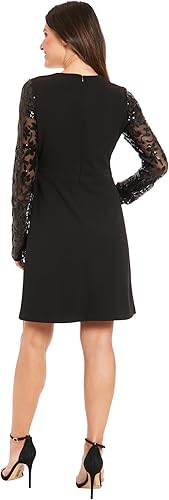 Long Sleeve Novelty A-line Dress Black