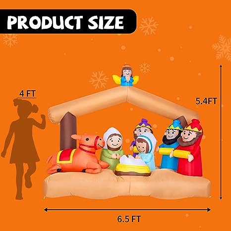 6 FT Tall Christmas Inflatable Nativity